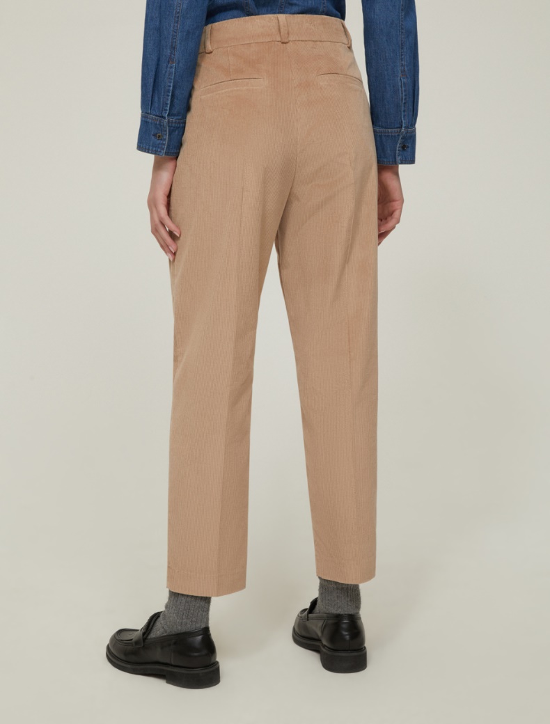 Velvet carrot-fit trousers - CAMEL - pennyblack