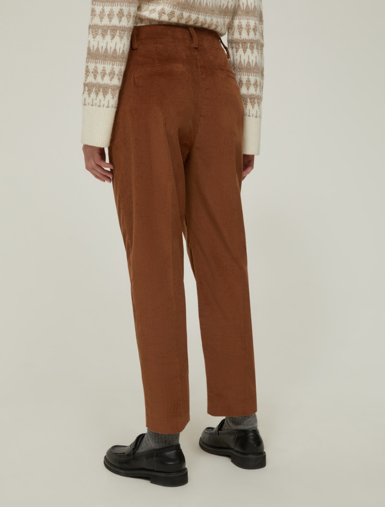 Velvet carrot-fit trousers - TOBACCO - pennyblack