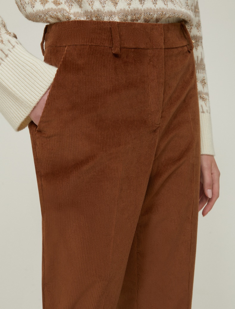 Velvet carrot-fit trousers - TOBACCO - pennyblack