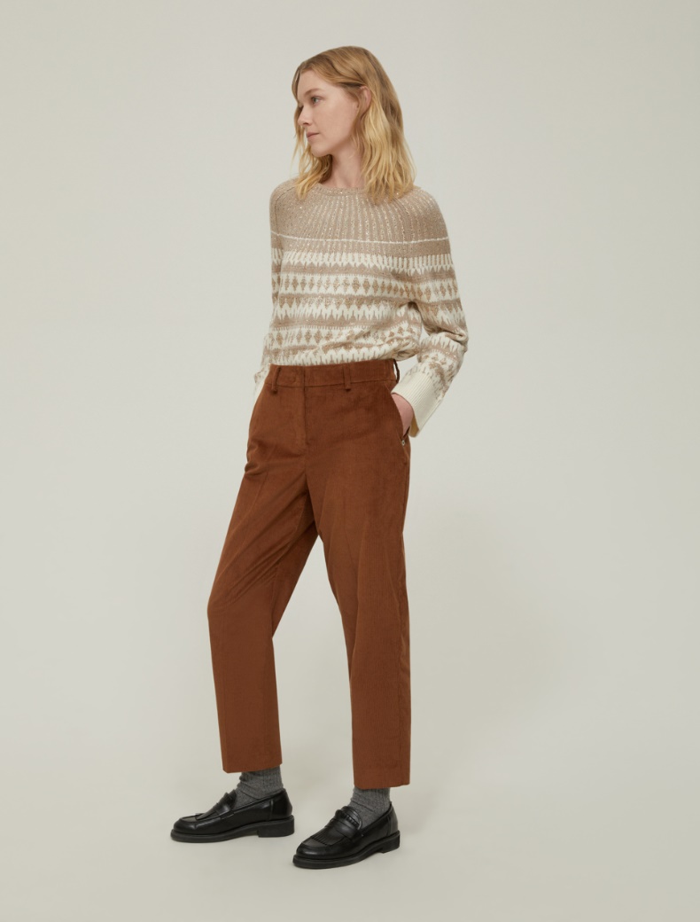 Velvet carrot-fit trousers - TOBACCO - pennyblack