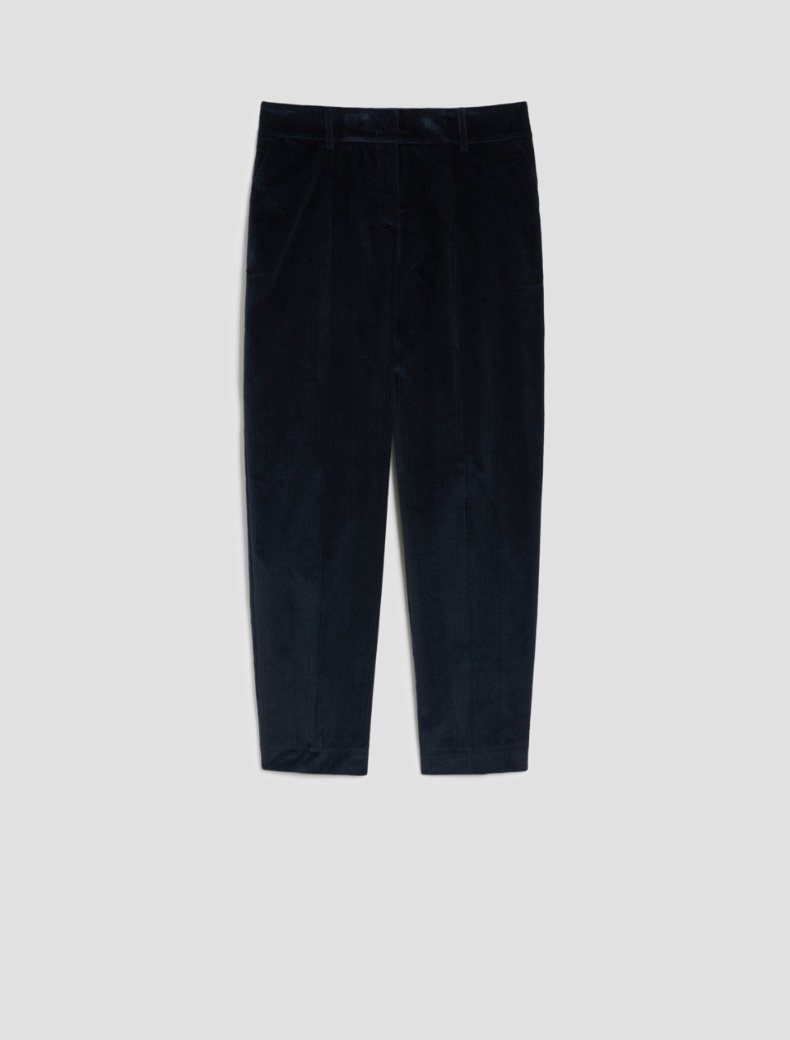Velvet carrot-fit trousers - NAVY - pennyblack