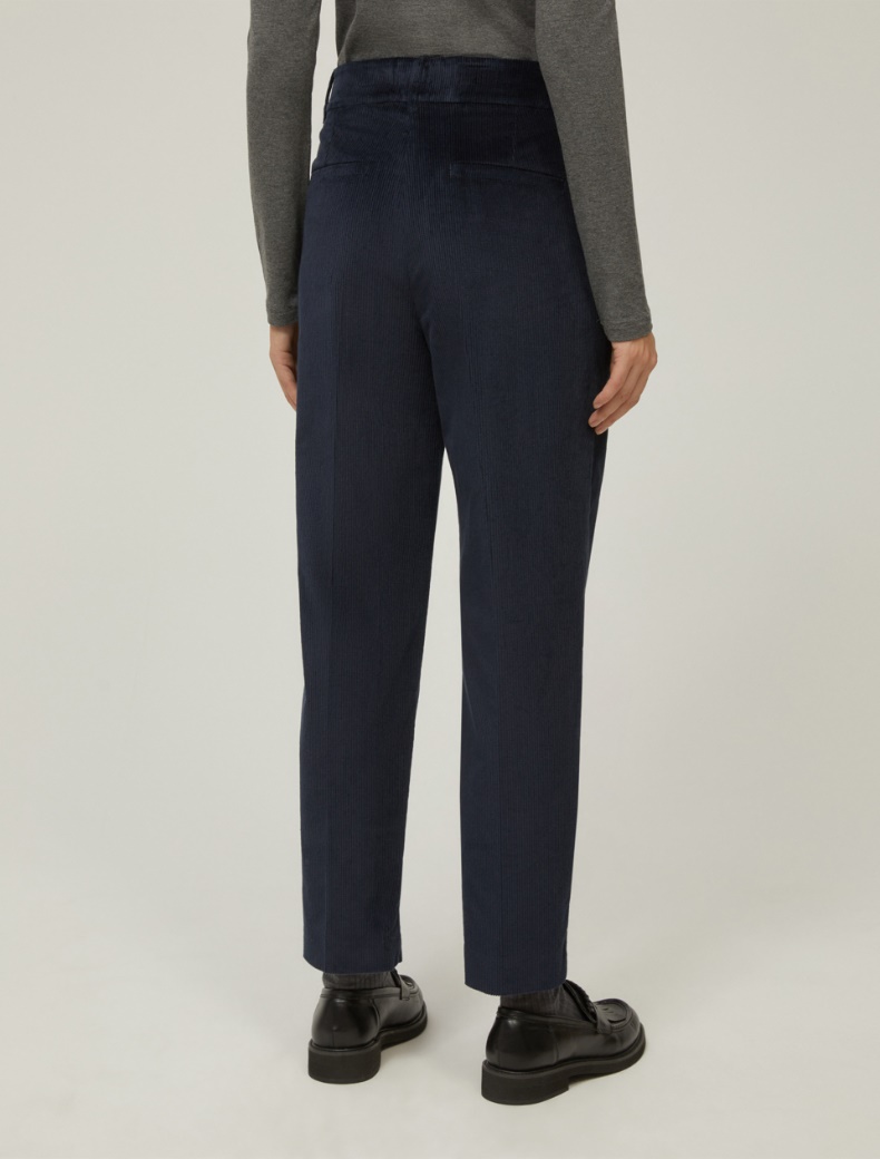 Velvet carrot-fit trousers - NAVY - pennyblack