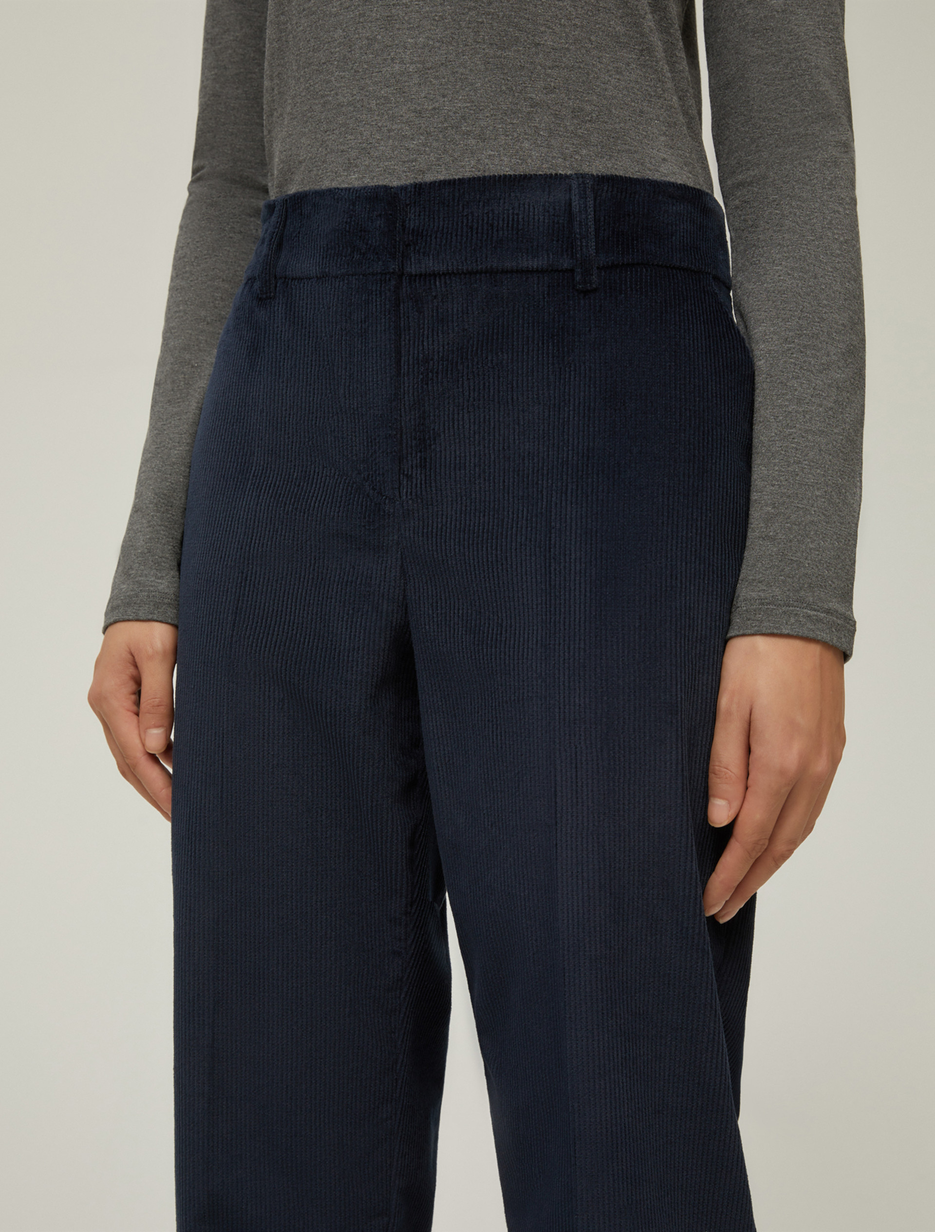 Velvet carrot-fit trousers - NAVY - pennyblack