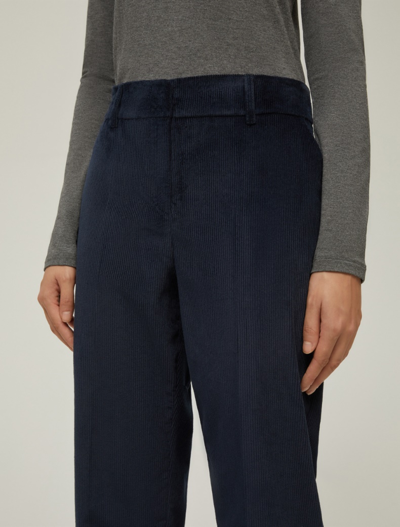 Velvet carrot-fit trousers - NAVY - pennyblack