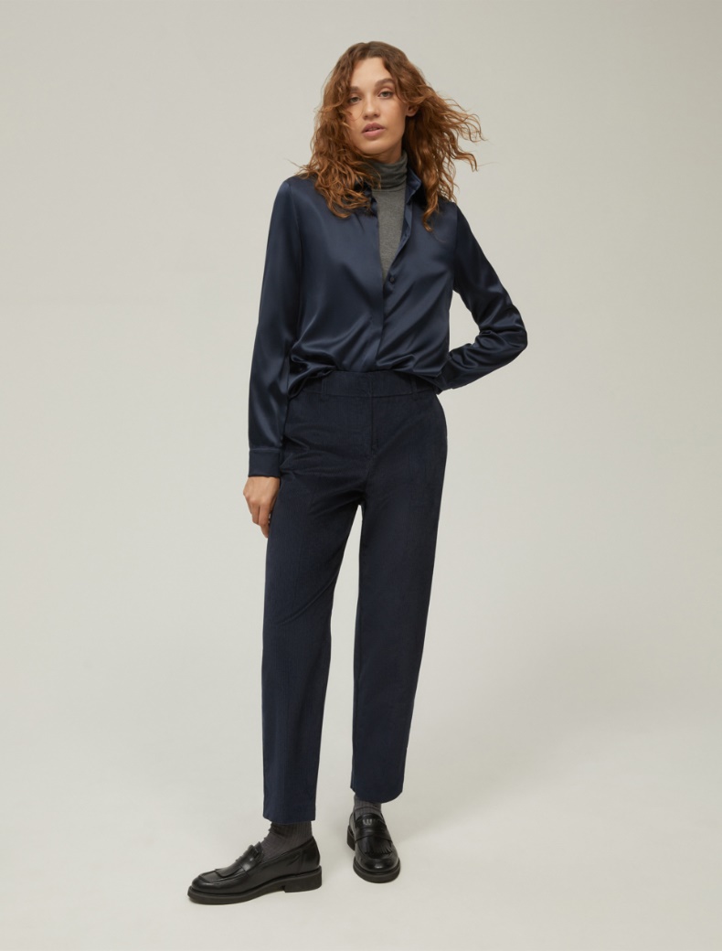 Velvet carrot-fit trousers - NAVY - pennyblack