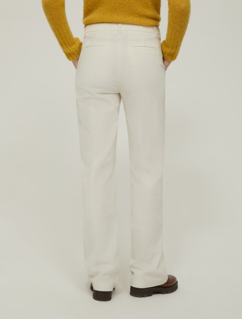 Straight-fit velvet trousers - IVORY - pennyblack