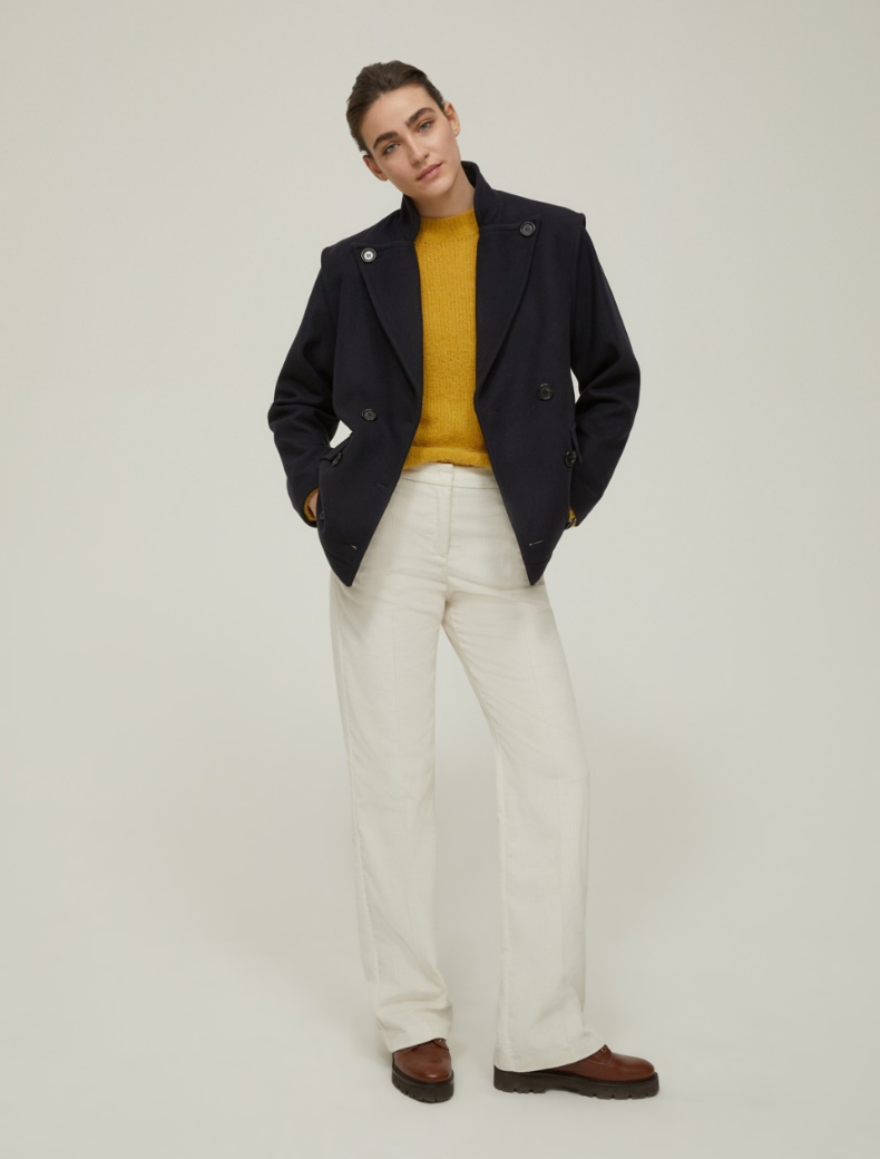 Straight-fit velvet trousers - IVORY - pennyblack