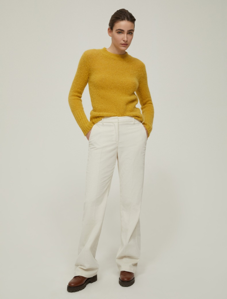 Straight-fit velvet trousers - IVORY - pennyblack