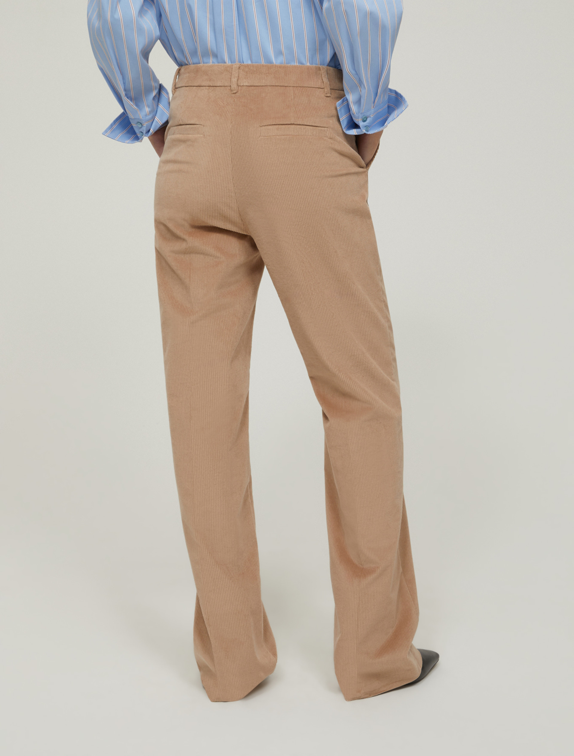 Straight-fit velvet trousers - CAMEL - pennyblack