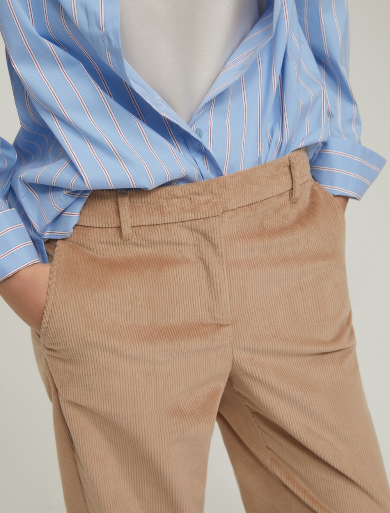 Straight-fit velvet trousers - CAMEL - pennyblack