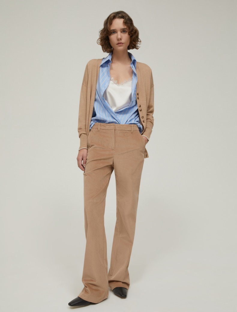 Straight-fit velvet trousers - CAMEL - pennyblack