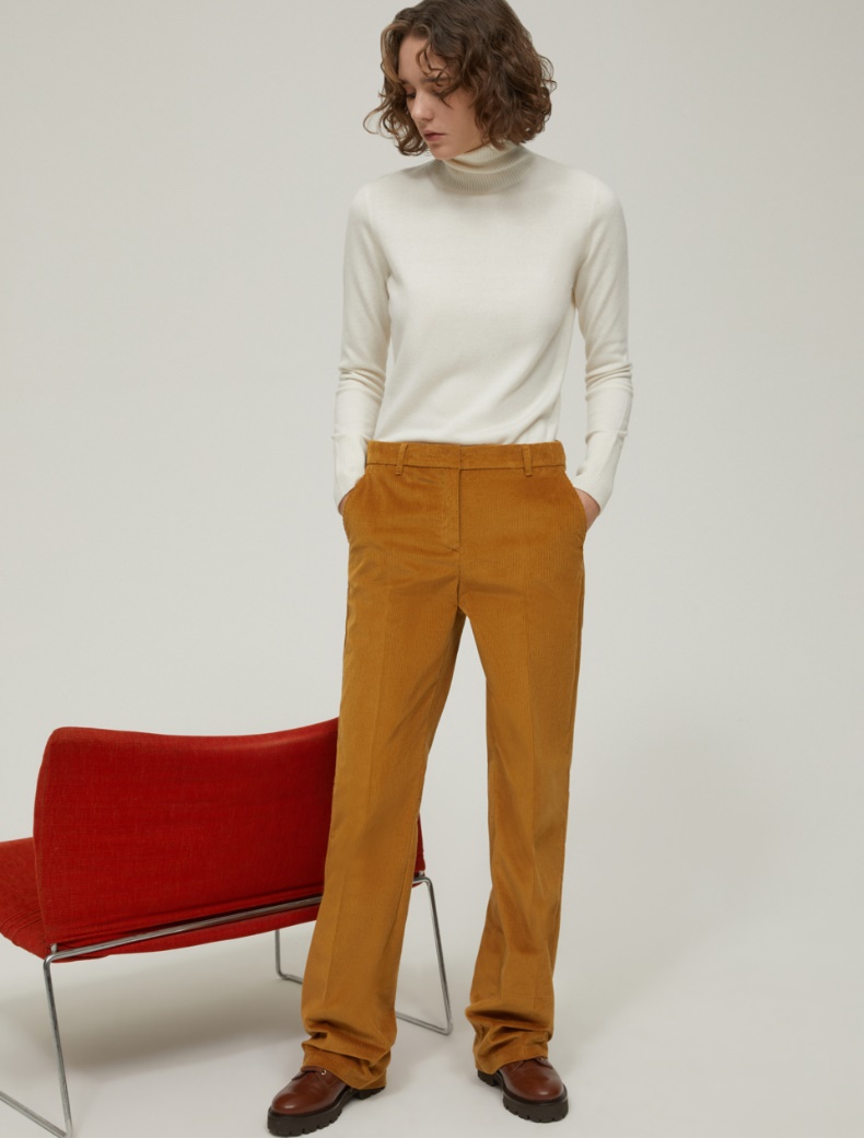 Straight-fit velvet trousers - MUSTARD - pennyblack