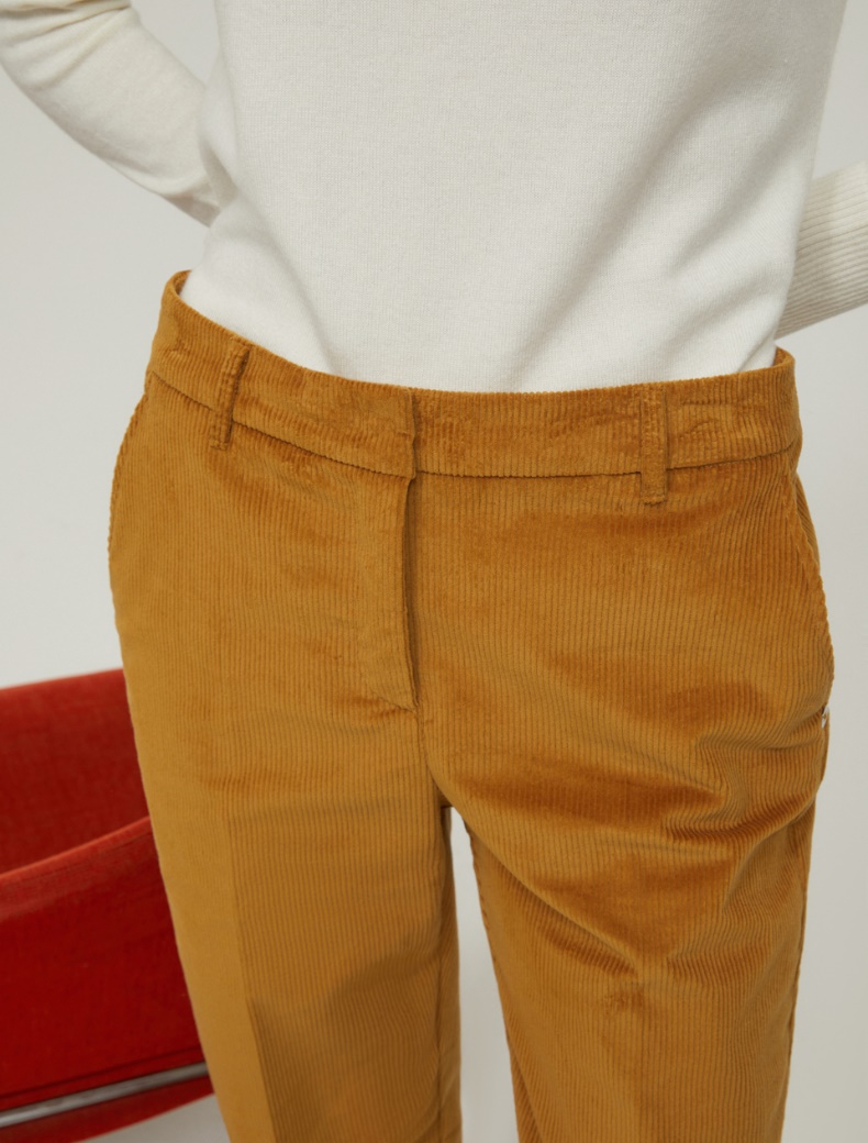 Straight-fit velvet trousers - MUSTARD - pennyblack