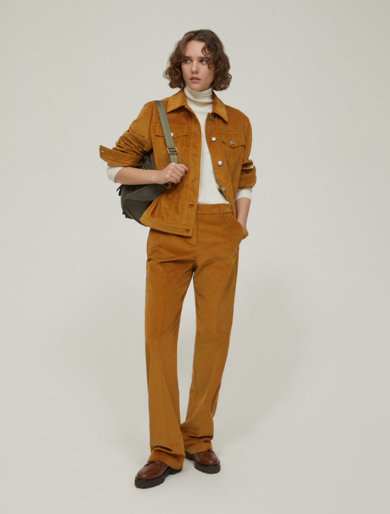 Straight-fit velvet trousers - MUSTARD - pennyblack