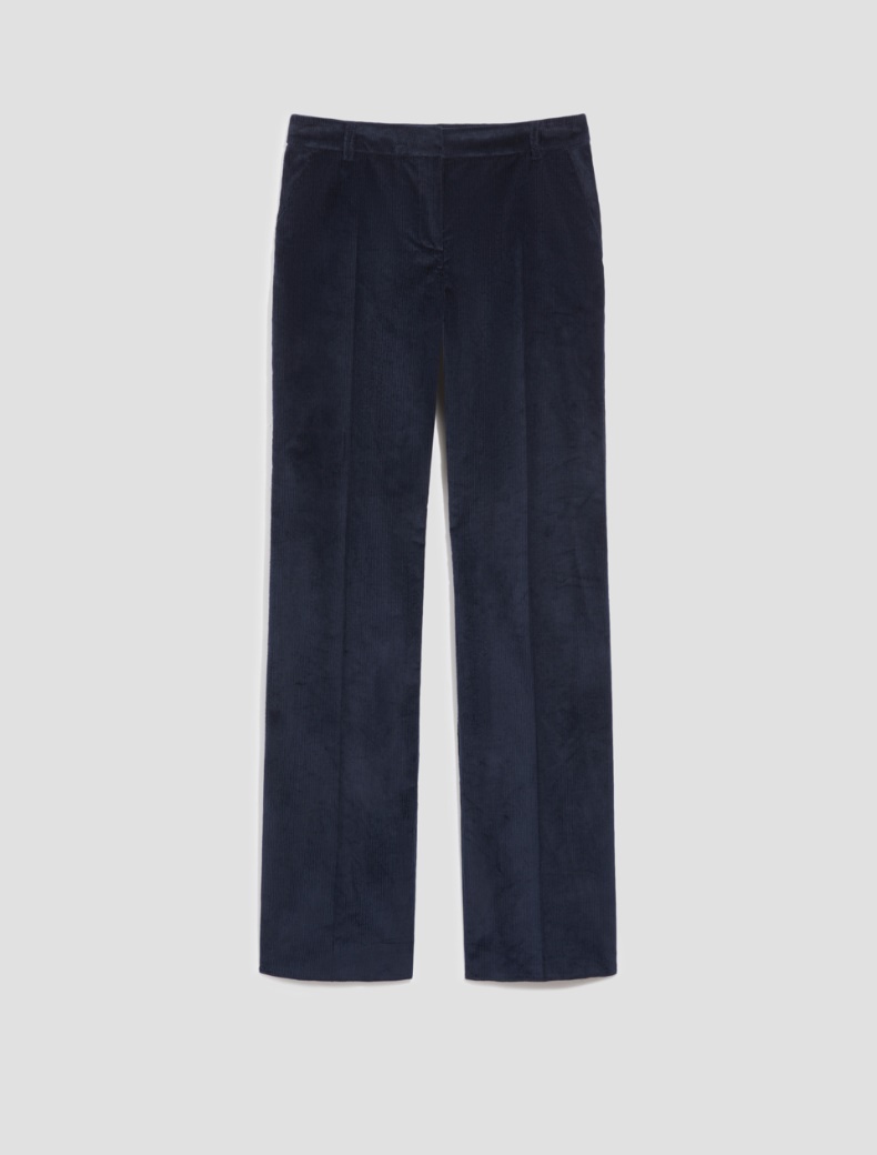 Straight-fit velvet trousers - NAVY - pennyblack