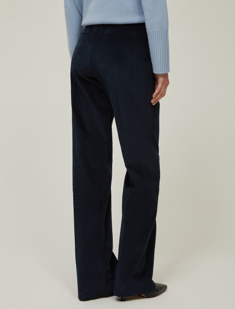 Straight-fit velvet trousers - NAVY - pennyblack