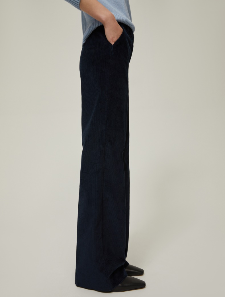 Straight-fit velvet trousers - NAVY - pennyblack