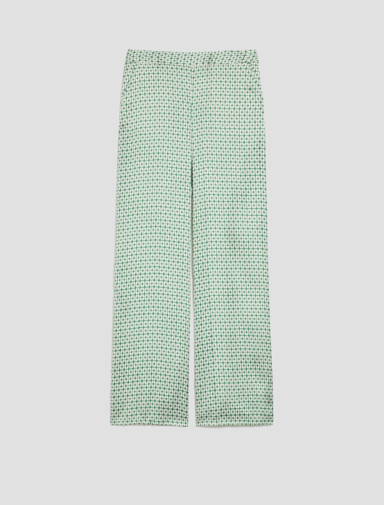 Patterned satin trousers - GREEN - pennyblack