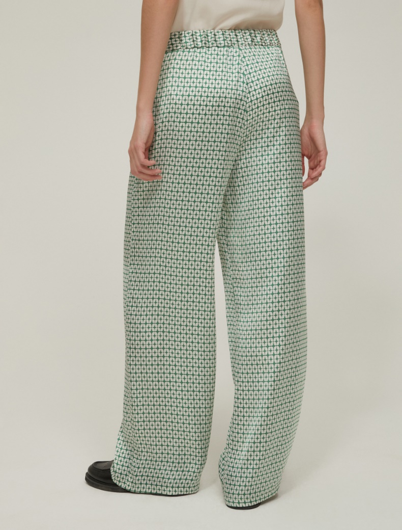 Patterned satin trousers - GREEN - pennyblack