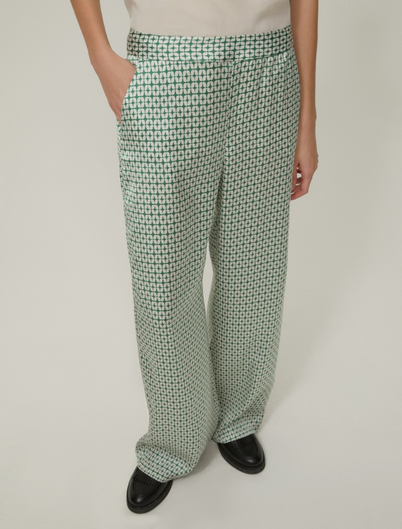 Patterned satin trousers - GREEN - pennyblack
