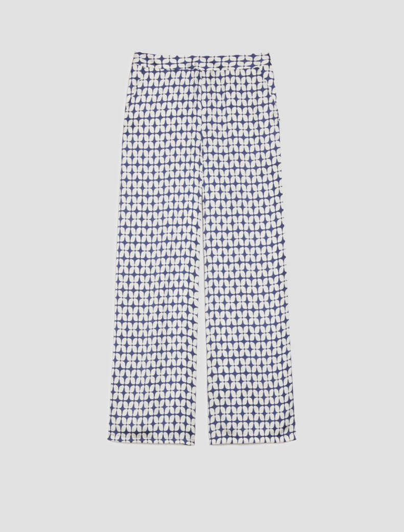 Patterned satin trousers - NAVY - pennyblack