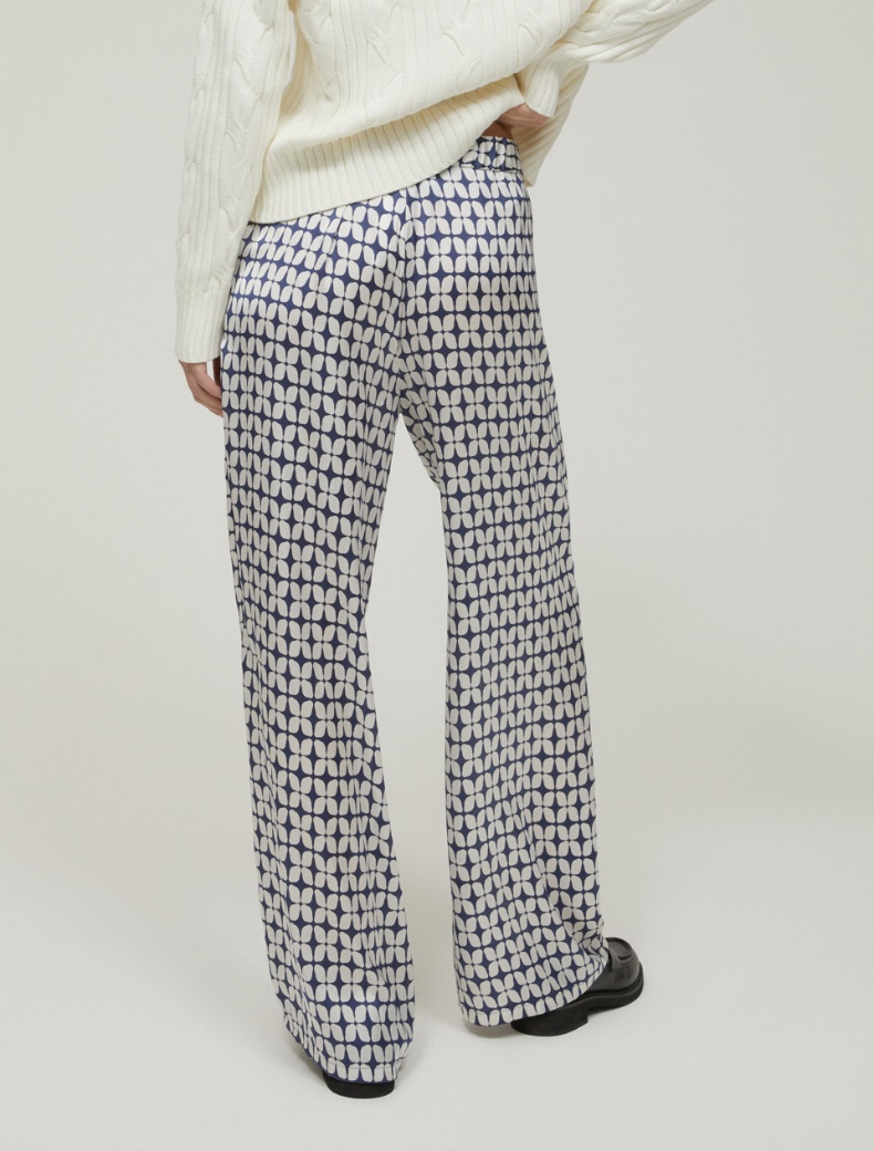 Patterned satin trousers - NAVY - pennyblack