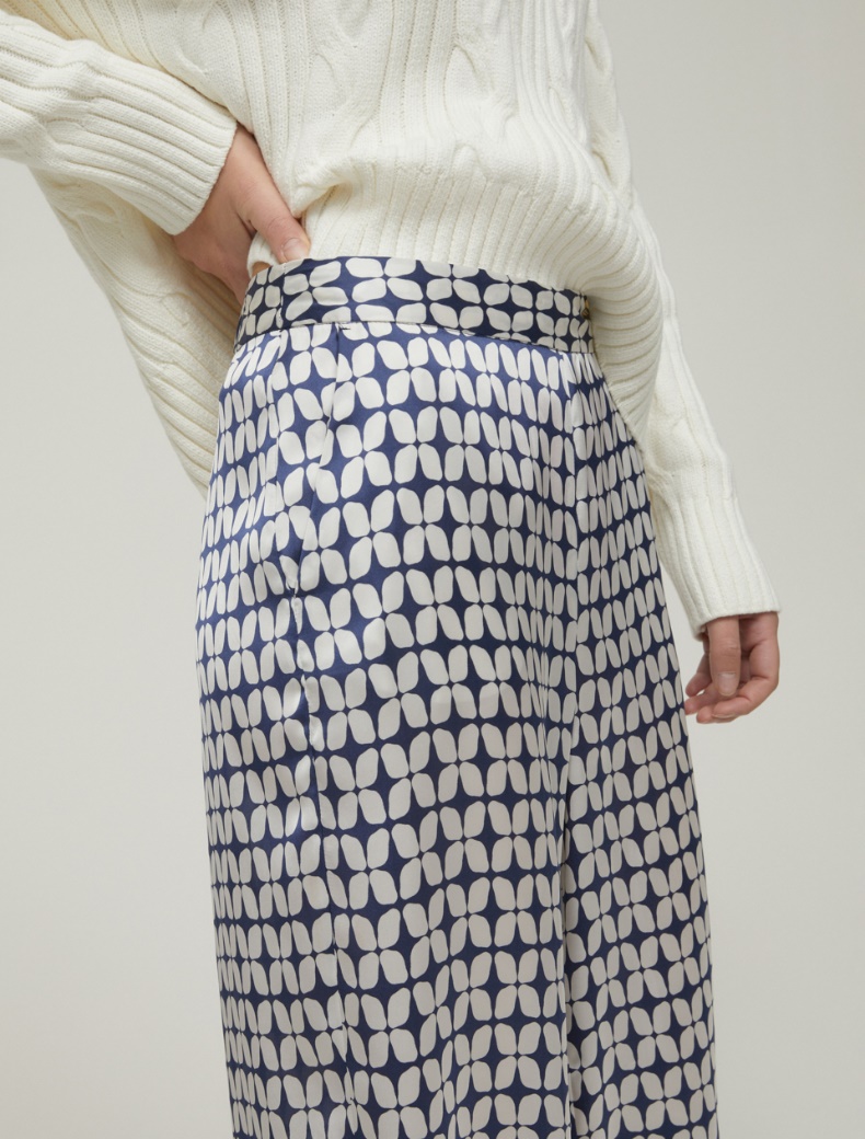 Patterned satin trousers - NAVY - pennyblack