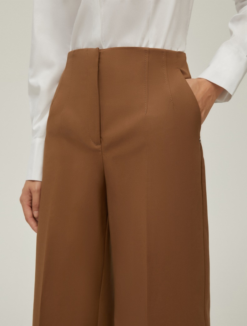 Wide-fit double-woven cotton trousers - MUD - pennyblack