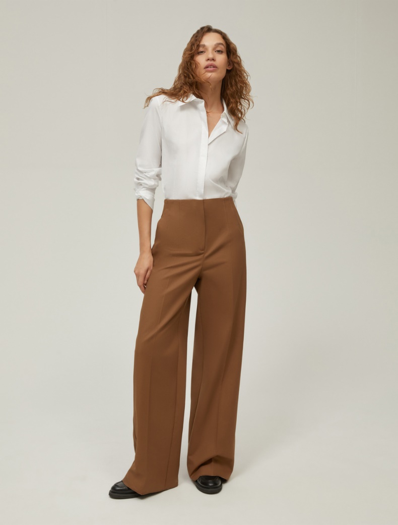 Wide-fit double-woven cotton trousers - MUD - pennyblack
