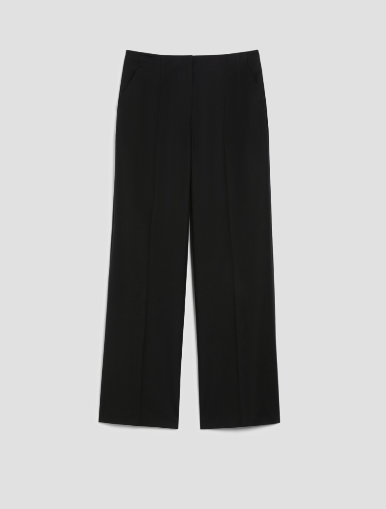 Wide-fit double-woven cotton trousers - BLACK - pennyblack