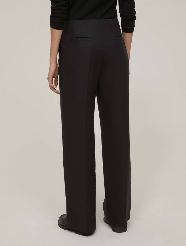 Wide-fit double-woven cotton trousers - BLACK - pennyblack