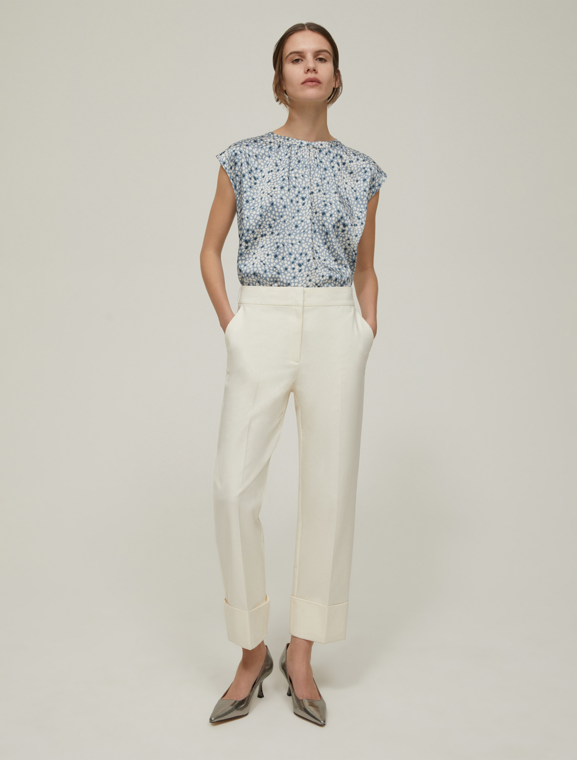 Double-woven cotton trousers - IVORY - pennyblack