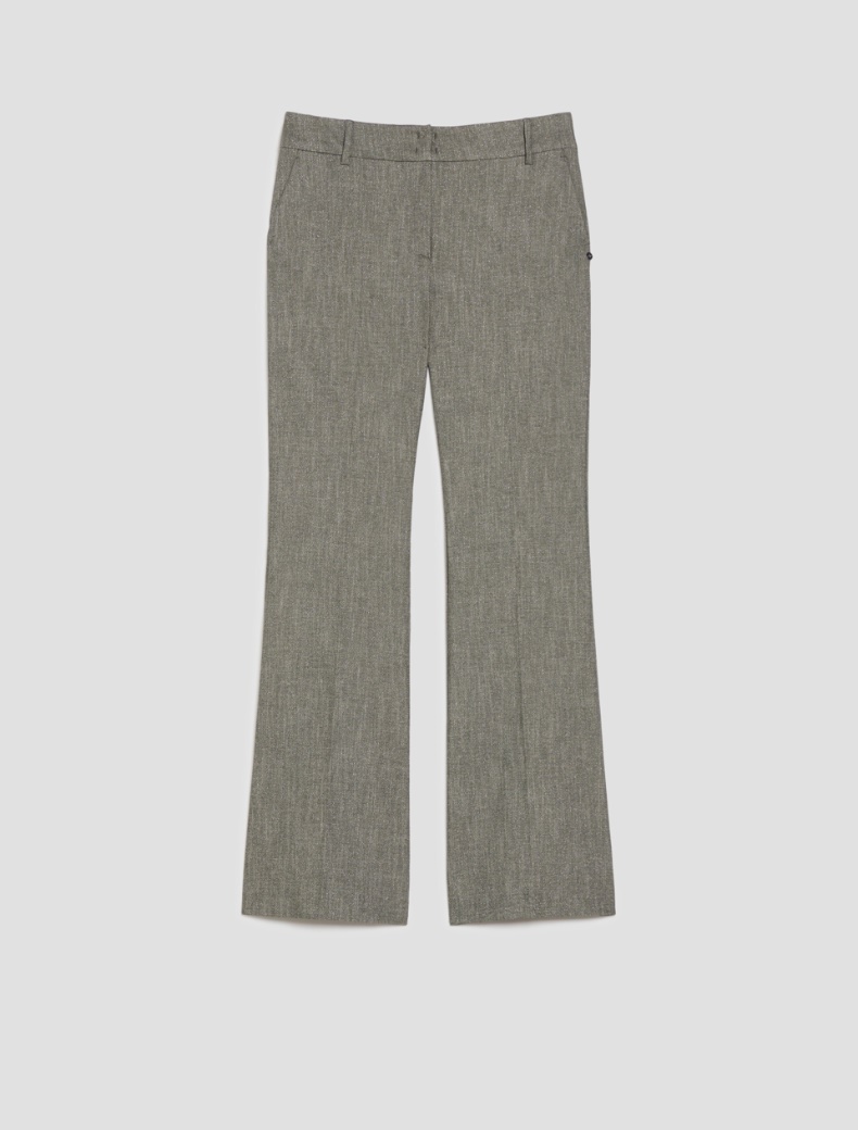 Flared lamé twill trousers - GREY - pennyblack