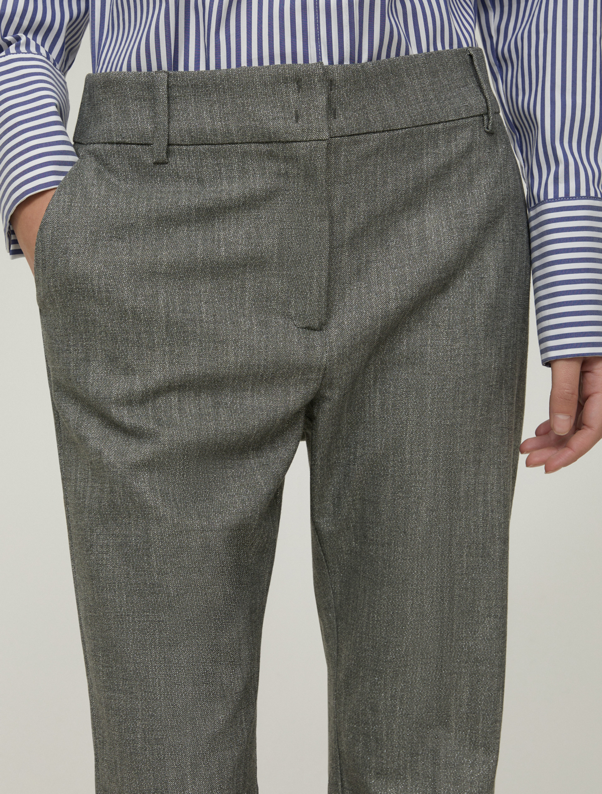 Pantaloni flare in twill lamé - GRIGIO - pennyblack