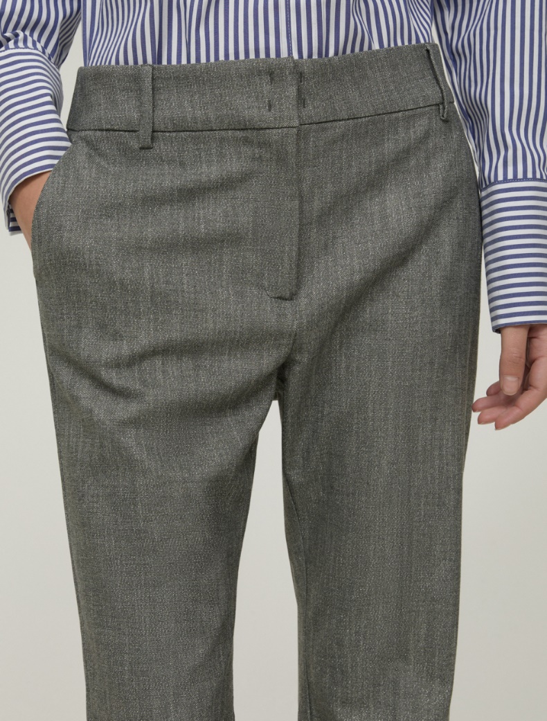 Flared lamé twill trousers - GREY - pennyblack