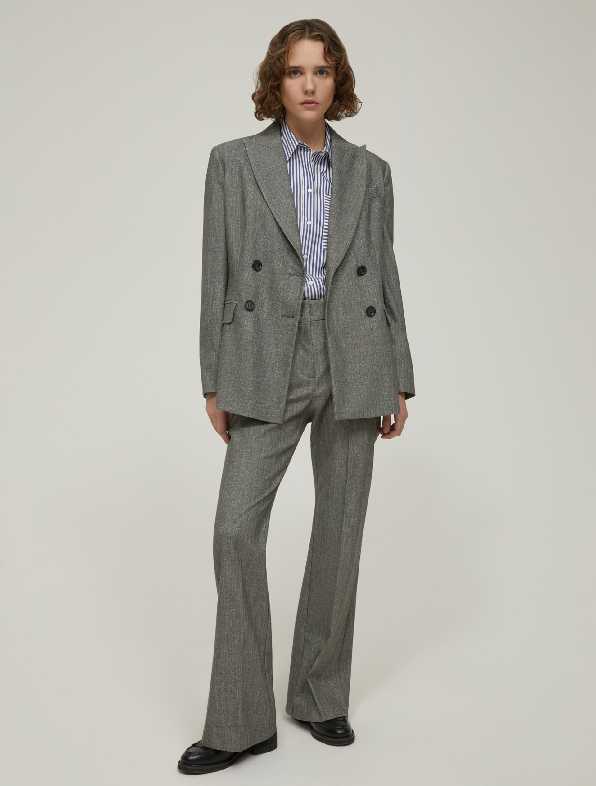 Pantaloni flare in twill lamé - GRIGIO - pennyblack
