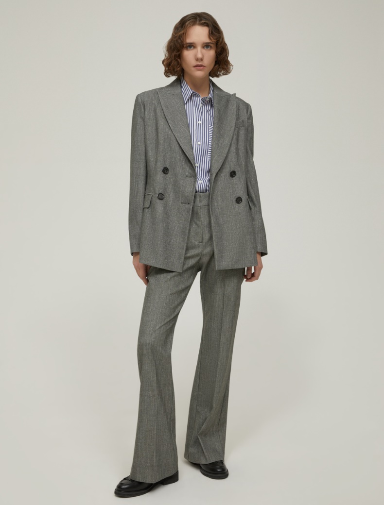 Flared lamé twill trousers - GREY - pennyblack