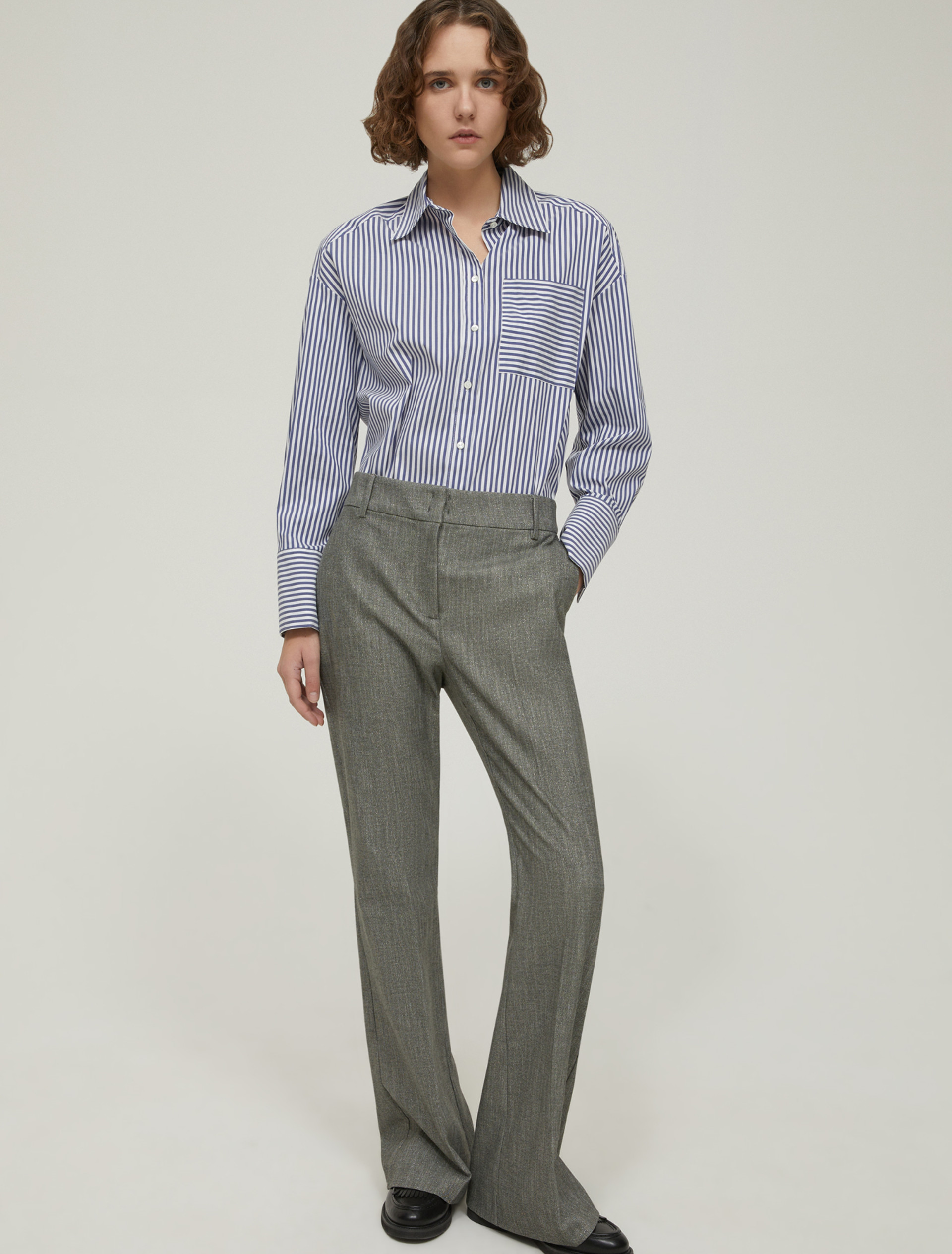 Pantaloni flare in twill lamé - GRIGIO - pennyblack