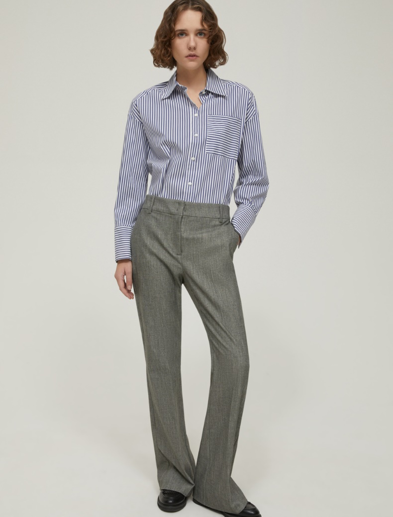 Flared lamé twill trousers - GREY - pennyblack