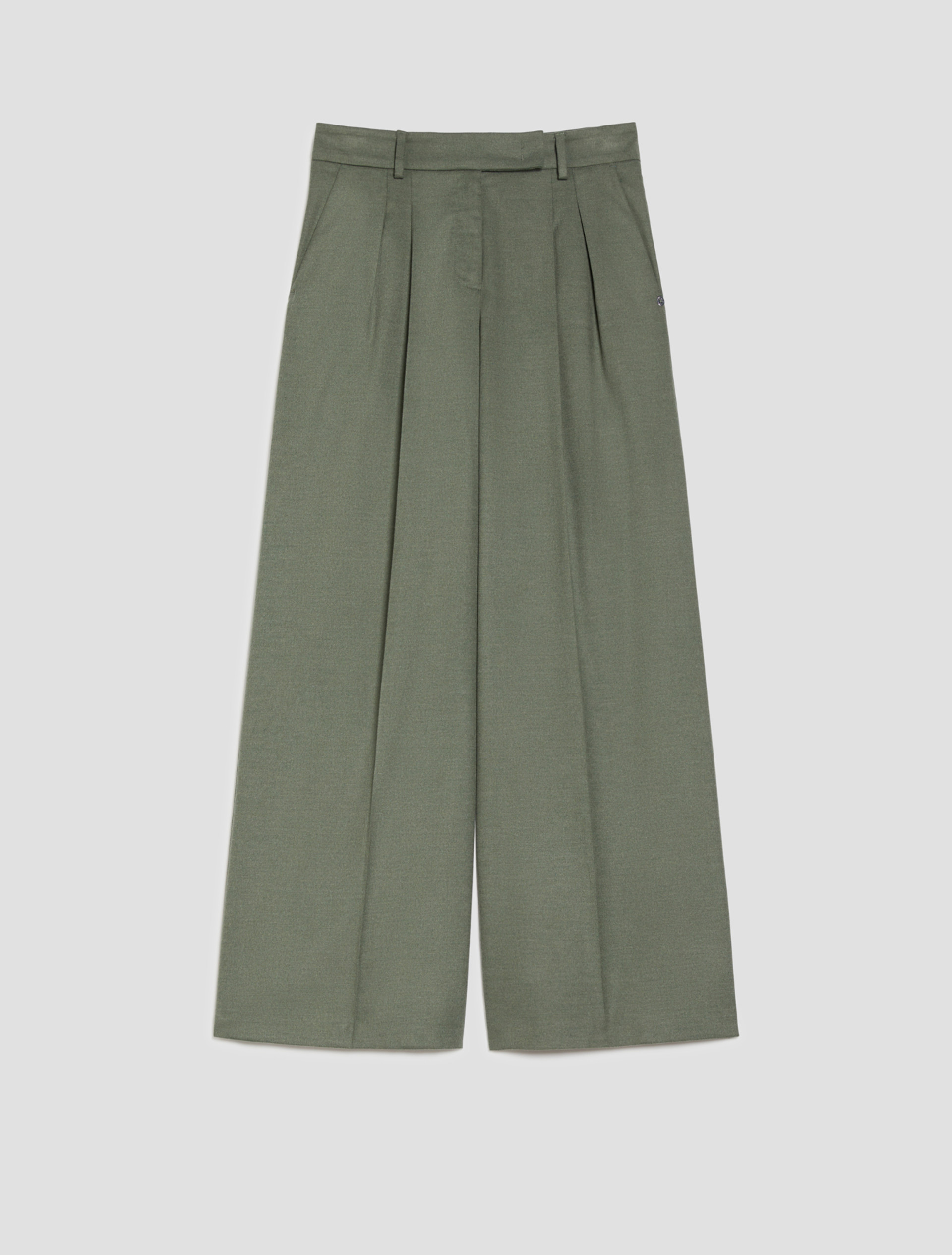 Pantaloni ampi in blend di lana - SALVIA - pennyblack