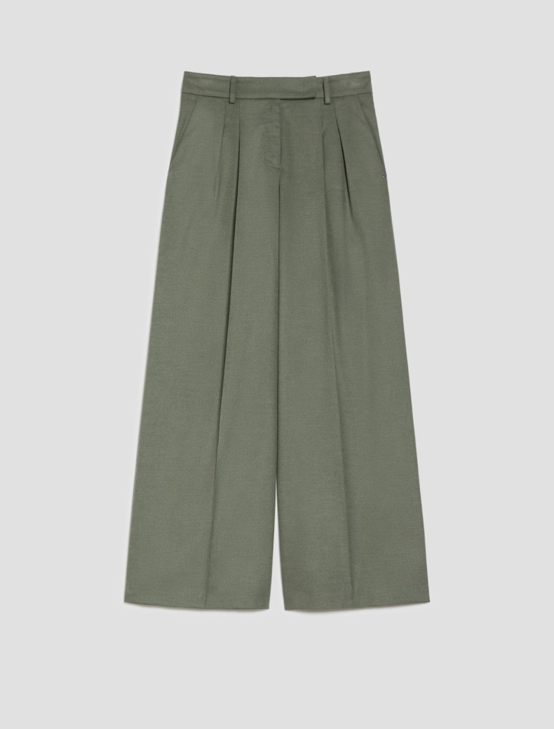 Wide-fit wool-blend trousers - SAGE - pennyblack
