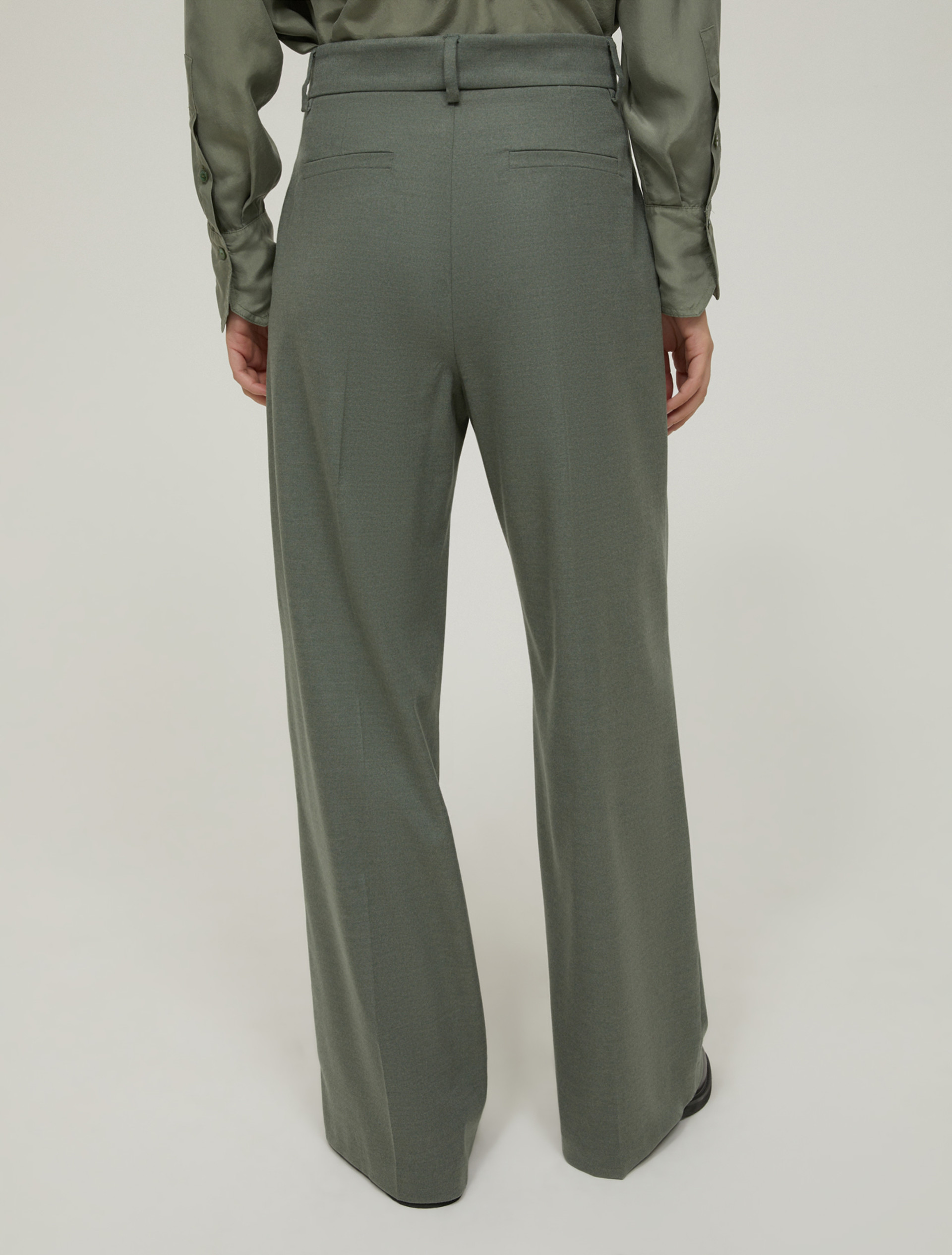 Pantaloni ampi in blend di lana - SALVIA - pennyblack