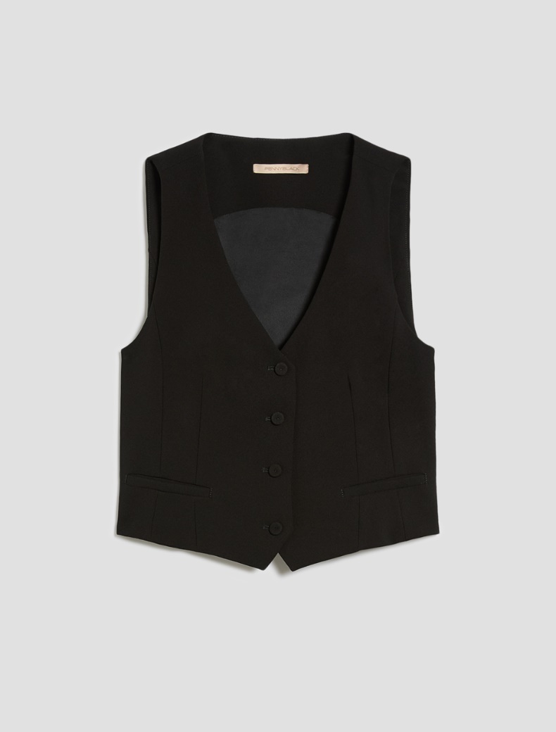 Slim-fit cady gilet - BLACK - pennyblack