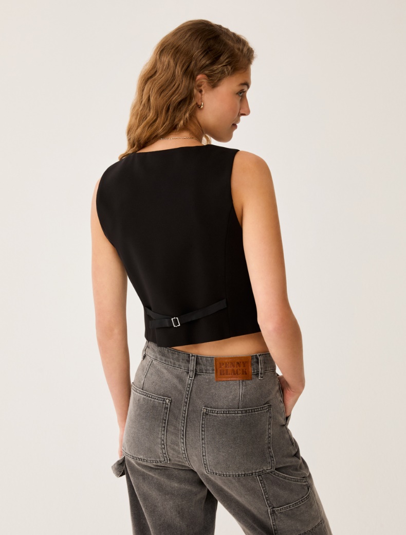 Slim-fit cady gilet - BLACK - pennyblack