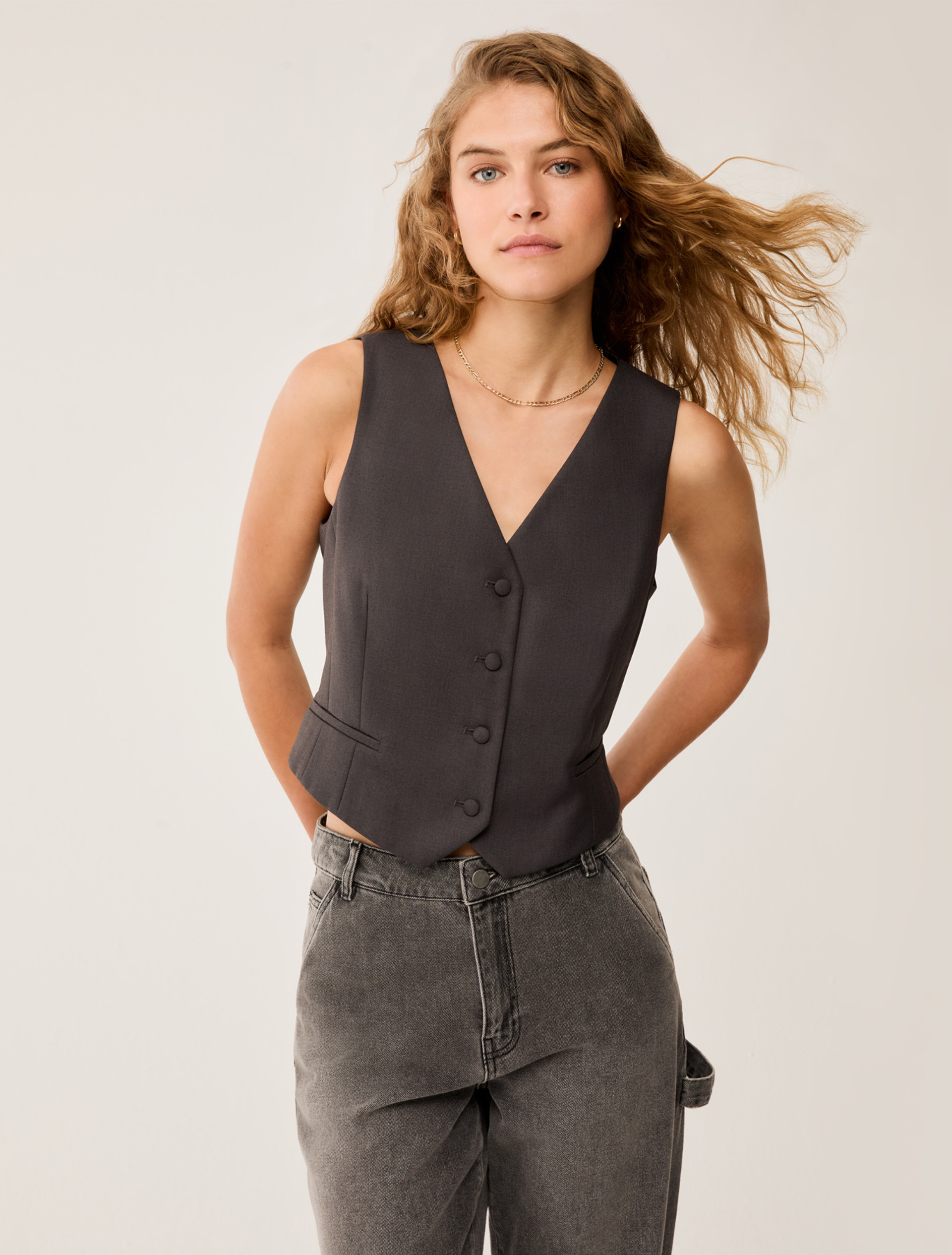 Gilet slim fit - GRIGIO - pennyblack