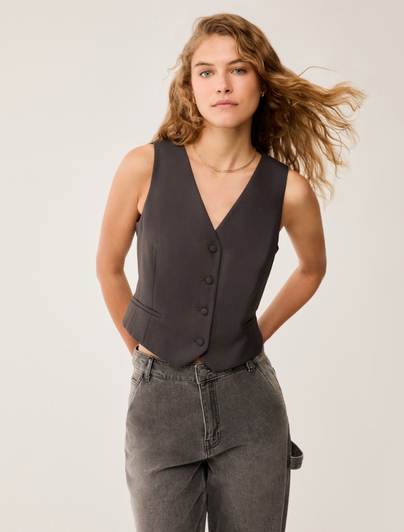Slim-fit gilet - GREY - pennyblack