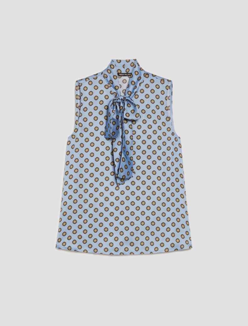 Printed satin top - SKY-BLUE - pennyblack