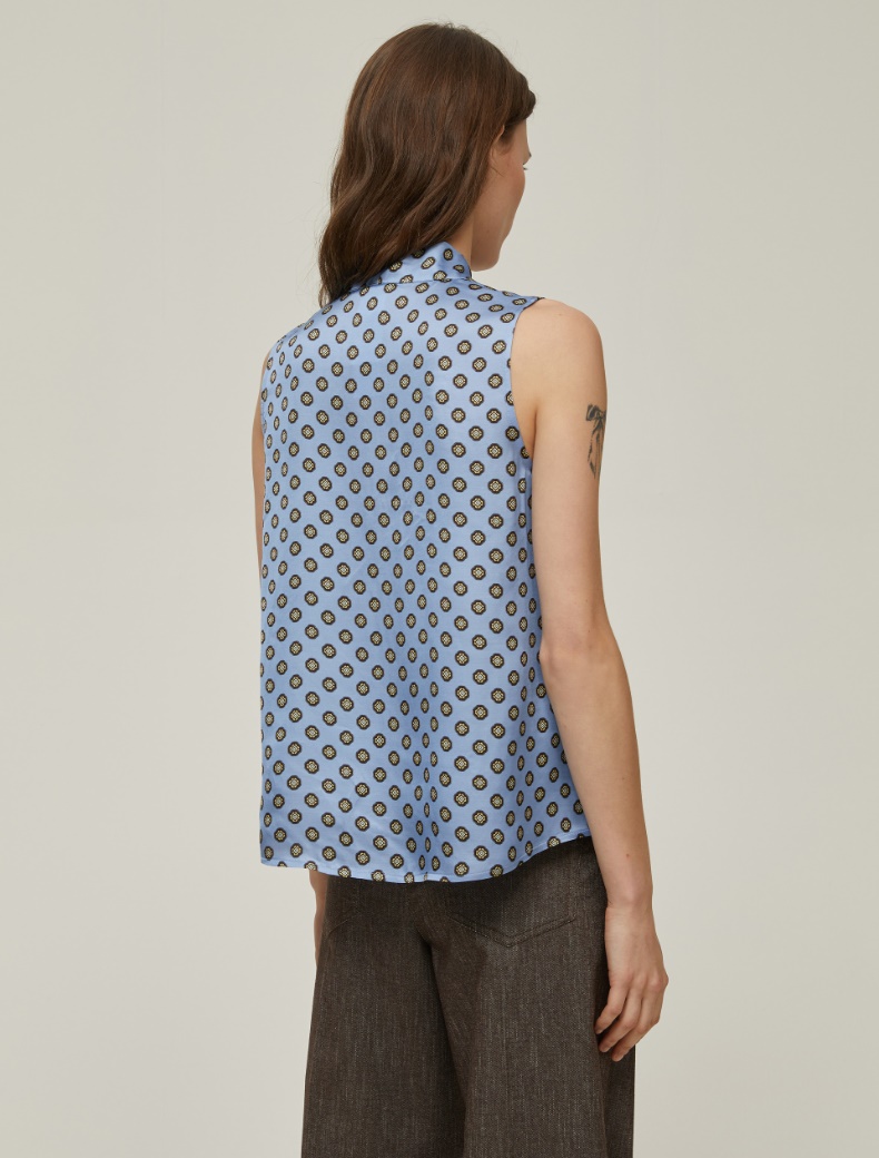 Printed satin top - SKY-BLUE - pennyblack