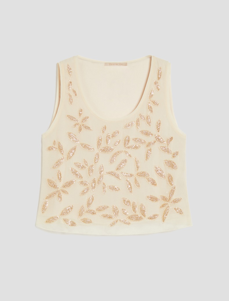 Embroidered georgette top - VANILLA - pennyblack