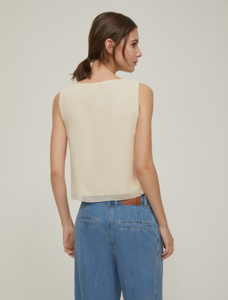Embroidered georgette top - VANILLA - pennyblack